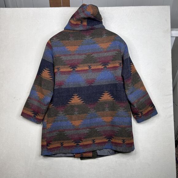 Andrea Marin Coat Womens Large Multicolor Hooded Wool Blend Aztec Boho Southwest - Picture 7 of 15